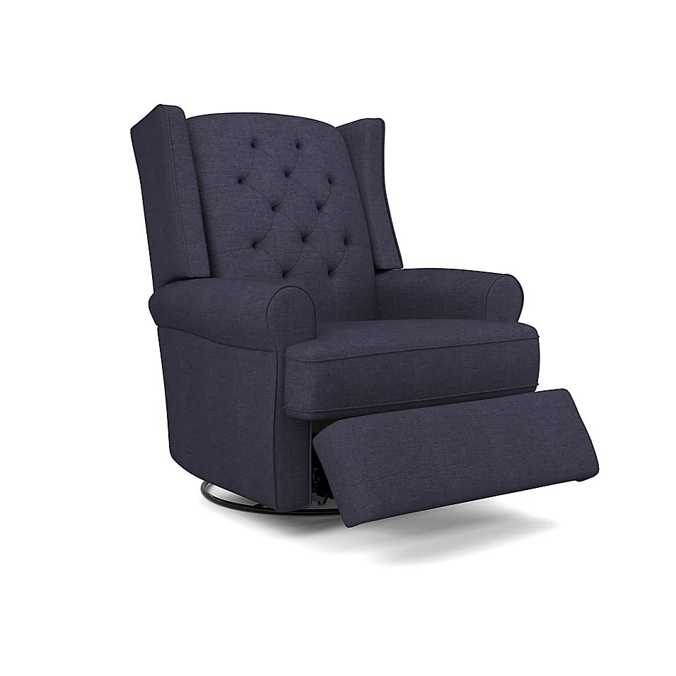Best Chairs Finley Swivel Glider Recliner in Navy