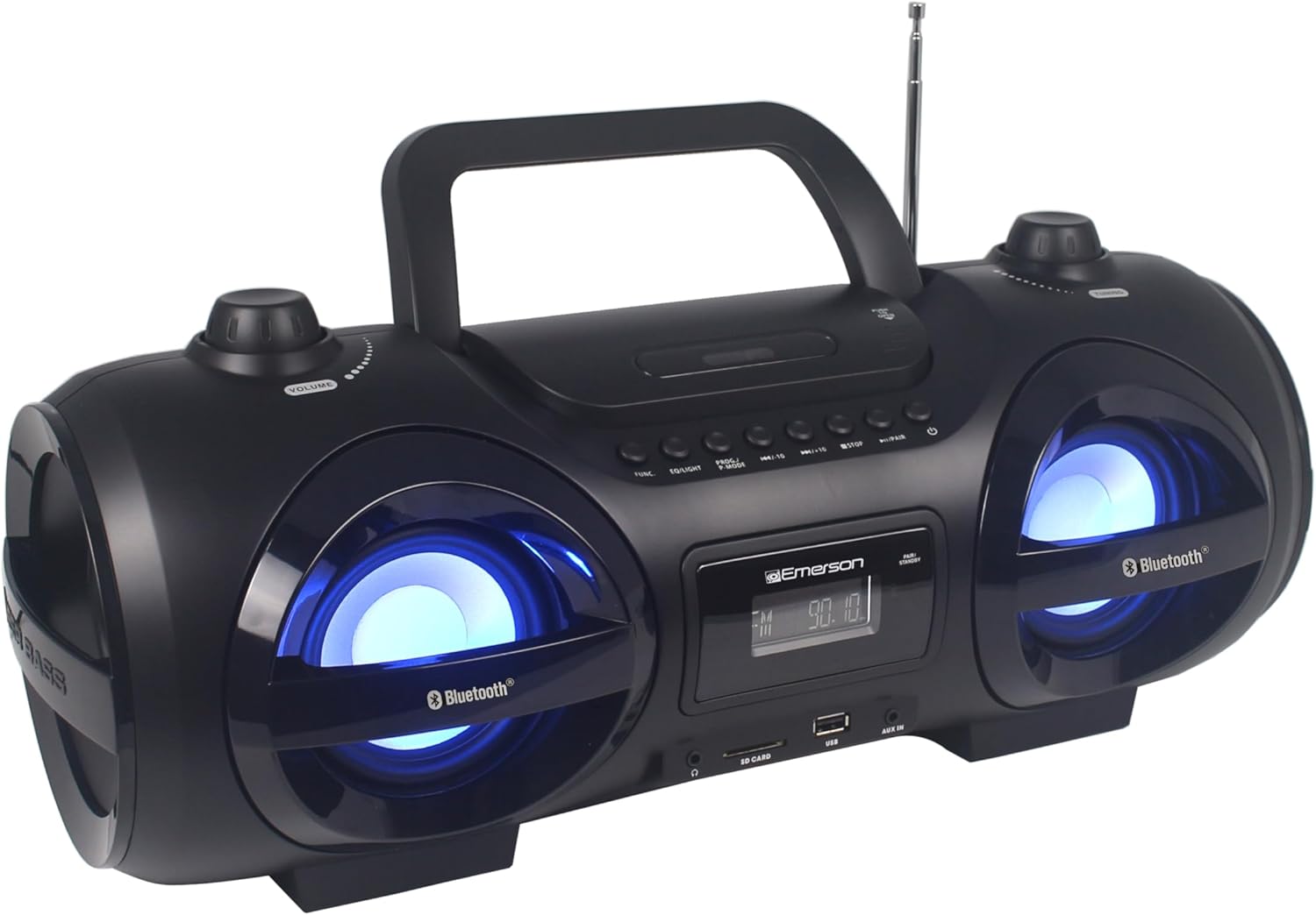 Retro Portable Boombox CD Player, Cassette, AM/FM Radio, Bluetooth, USB, LED Display, Aux-in, Headphone Jack, Battery or AC Powered, Classic Entertainment for Home & Outdoors