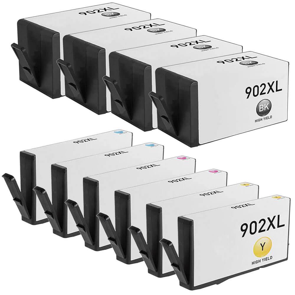 Compatible HP 902XL Black u0026 Color 10-Pack High Yield Ink Cartridges