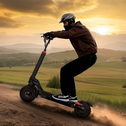 Electric Scooter Adults, 48V 18AH/21AH Battery, 1200W Motor, 35 Mph Top Speed W/ 35 Miles Max Range, 11" Off Road Vacuum Wide Tire, Foldable E Scooter with Seat, Dual Suspension