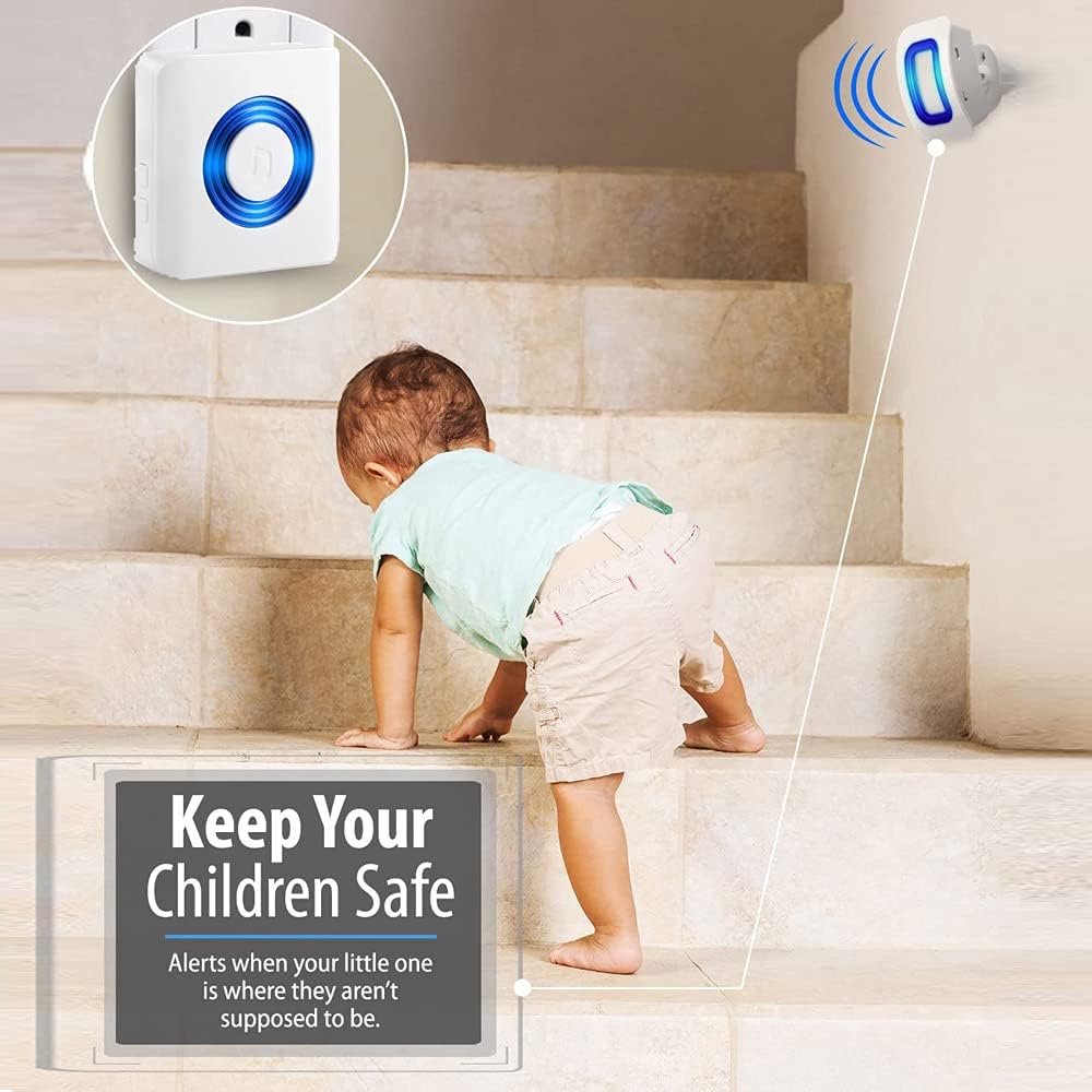 Caregiver Pager Indoor Motion Sensor Alarm Room Bed Alarms and Fall Prevention for Elderly Dementia Patients/Mailbox Alert Device for Home (2 Pager+1 Sensor)