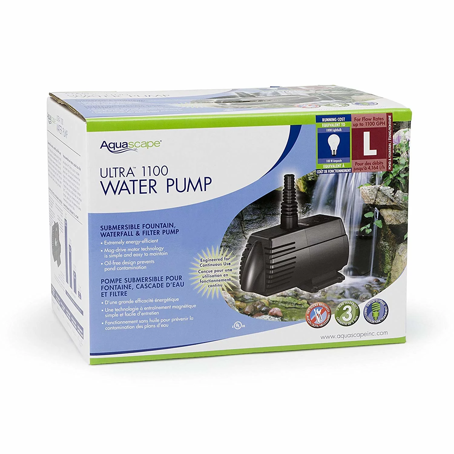 Aquascape Ultra Pump for Small Ponds, Waterfalls and Fountains, 1100 GPH
