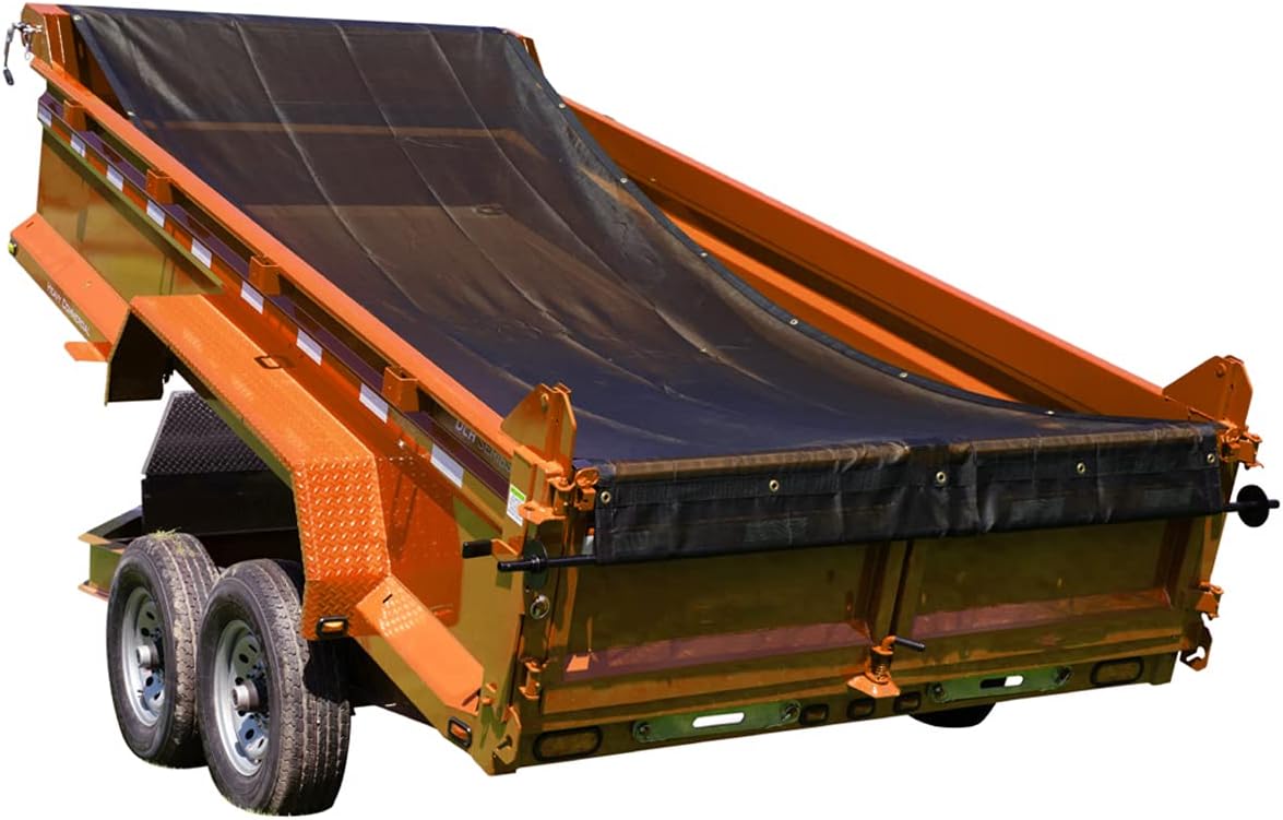 Dump Trailer Tarp Mesh with Grommets/ Heavy Duty Dump Truck Tarp with Tough Vinyl- Coated Fabric Inside of Double 6'' Pockets, Applied on Dump Truck and Trailer Tarp System (6'6''x15') Pack of 2