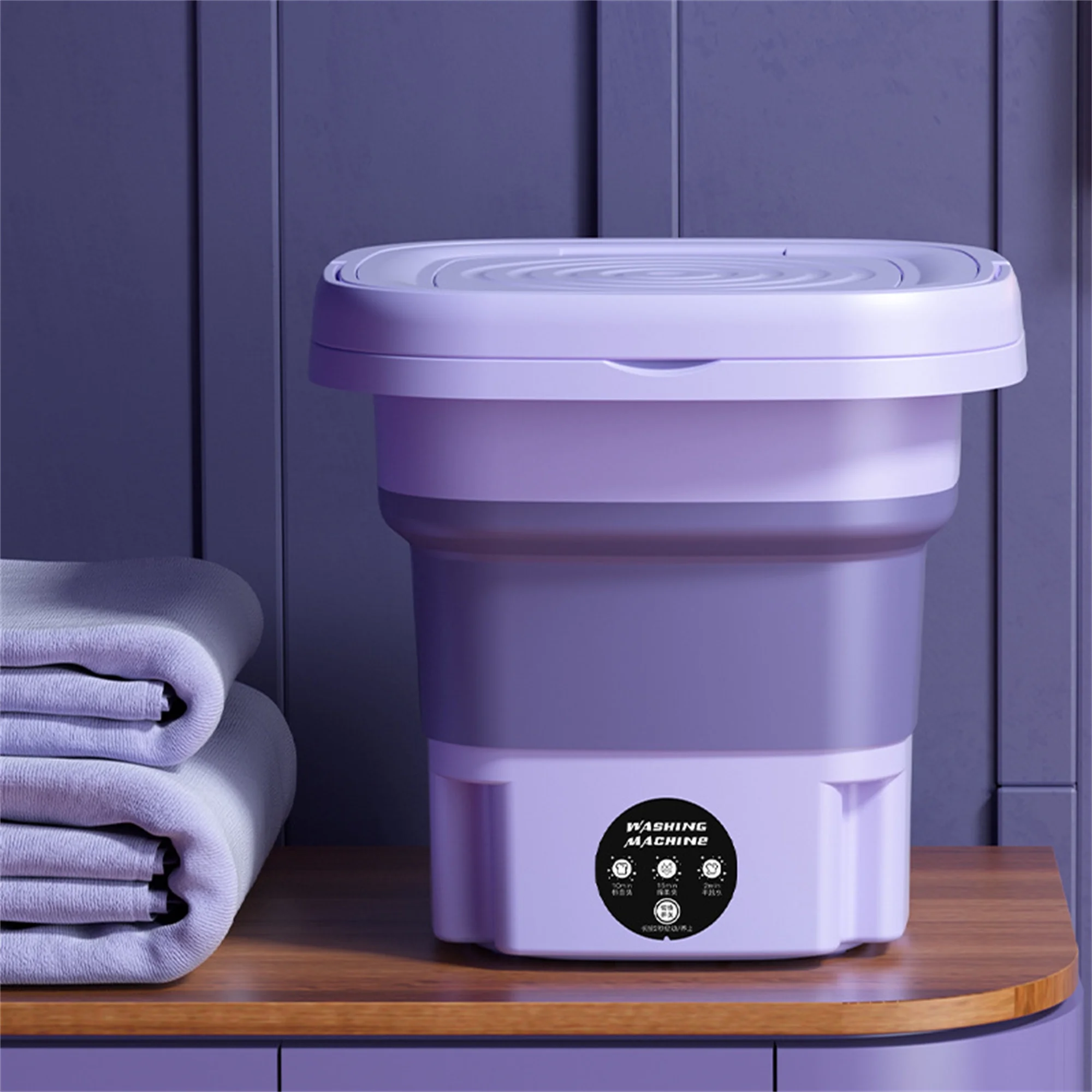 Purple JahyShow Portable Washing Machine - 8L High Capacity Mini Washer for Baby Clothes and Towels