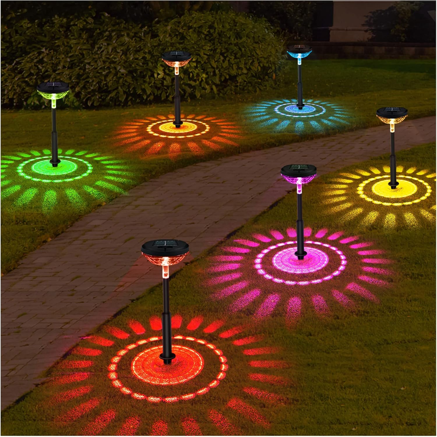 FEELIGHT Solar Pathway Lights, Garden Lights Solar Powered Waterproof IP67, Bright LED Solar Outdoor Landscape Lighting Solar Pathway Lights for Walkway Yard Backyard Lawn Landscape Decorative (6PC)