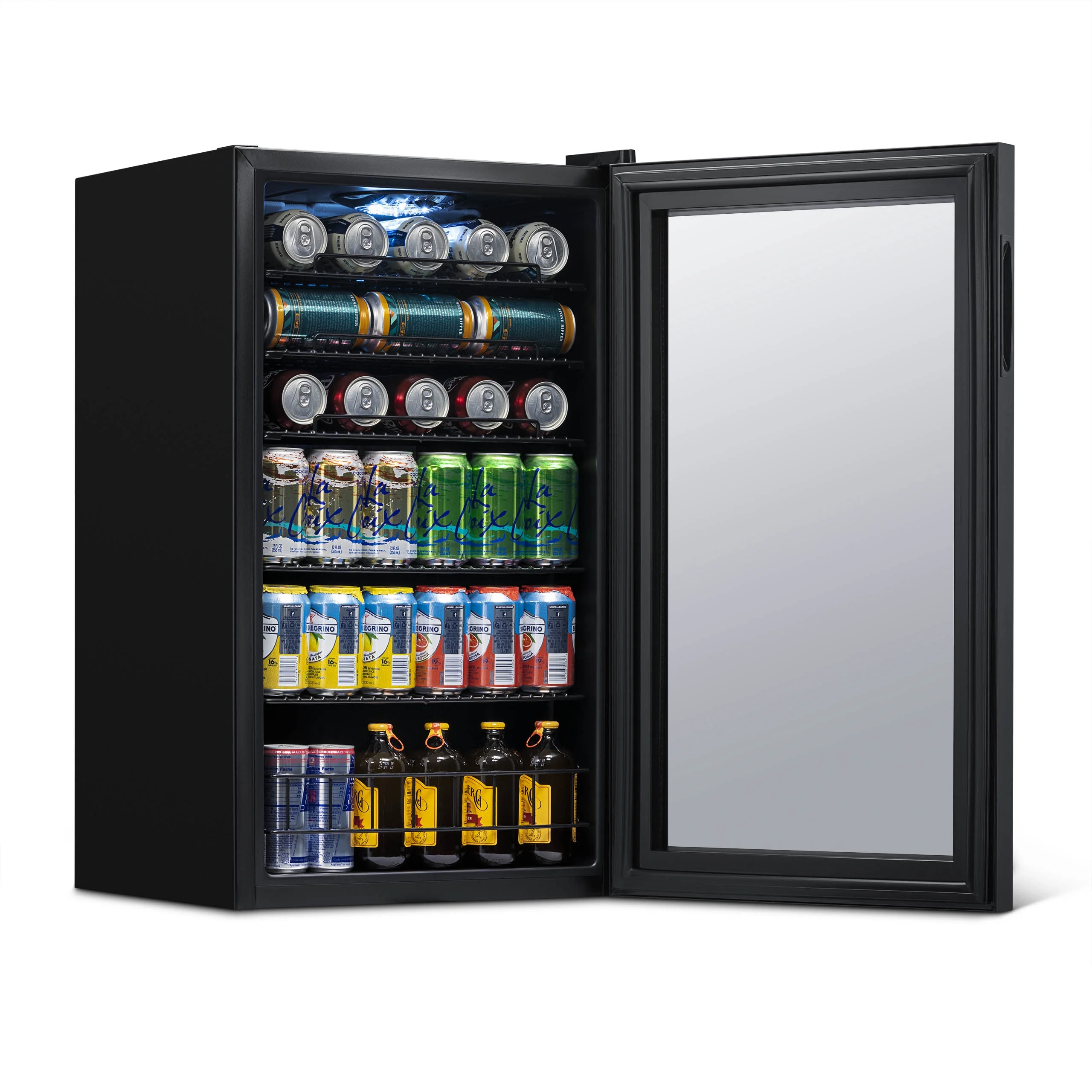 Newair 126 Can Beverage Refrigerator Cooler, Freestanding Mini Fridge in Black for Home, Office or Bar
