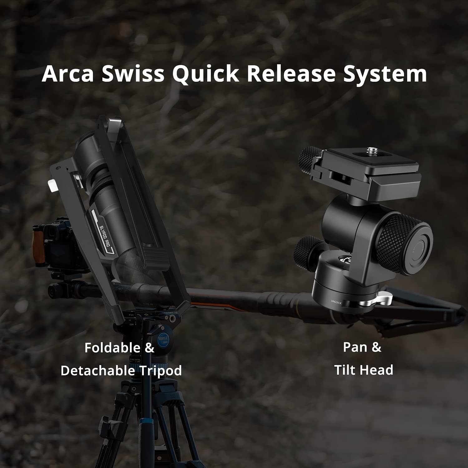 MOZA Slypod Pro Slider Motorized Monopod Camera Sliders Made of Light-Weight Carbon Fiber Vertical Payload 13Lb Extend Out 520mm 5.5H Running Time with Pan and Tilt Head & Tripod