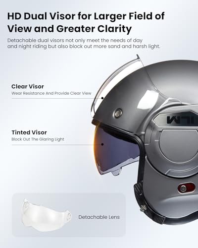ILM Vintage Full Face Modular Motorcycle Helmet for Adults Men ATV UTV Snowmobile with 180° Reversible Chin Guard DOT Model-B707(Matte Black, L)