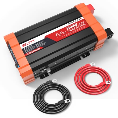 BELTTT 2000W Pure Sine Wave Inverter, Car Power Inverter 12V to 120V AC Converter for RV, Truck, Solar, Outdoor with Dual AC and 20A Socket, 5V 2.1A USB, Surge 4000W, Hardwire Port, Remote Controller