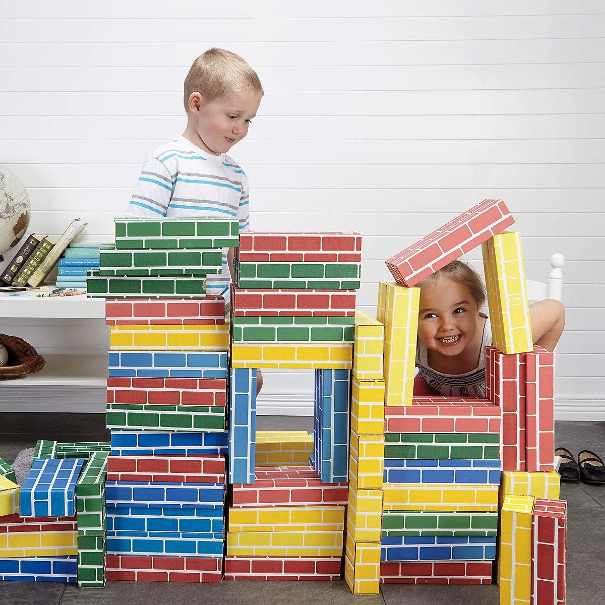 Lillian Vernon Primary Building Bricks- Kids Cardboard Bricks, Each 9 x 4 x 2 (Set of 24) Pack of 2