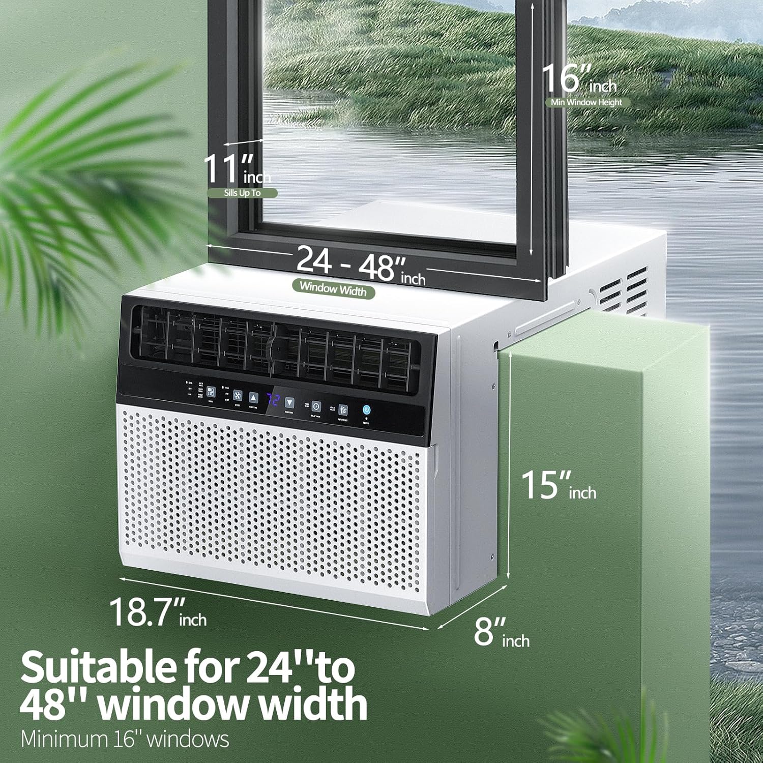 ZAFRO Window Air Conditioner 10000BTU,U-Shaped Cools 400 Sq.Ft.With Remote Control, Ultra Quiet Energy-Efficient Cooling
