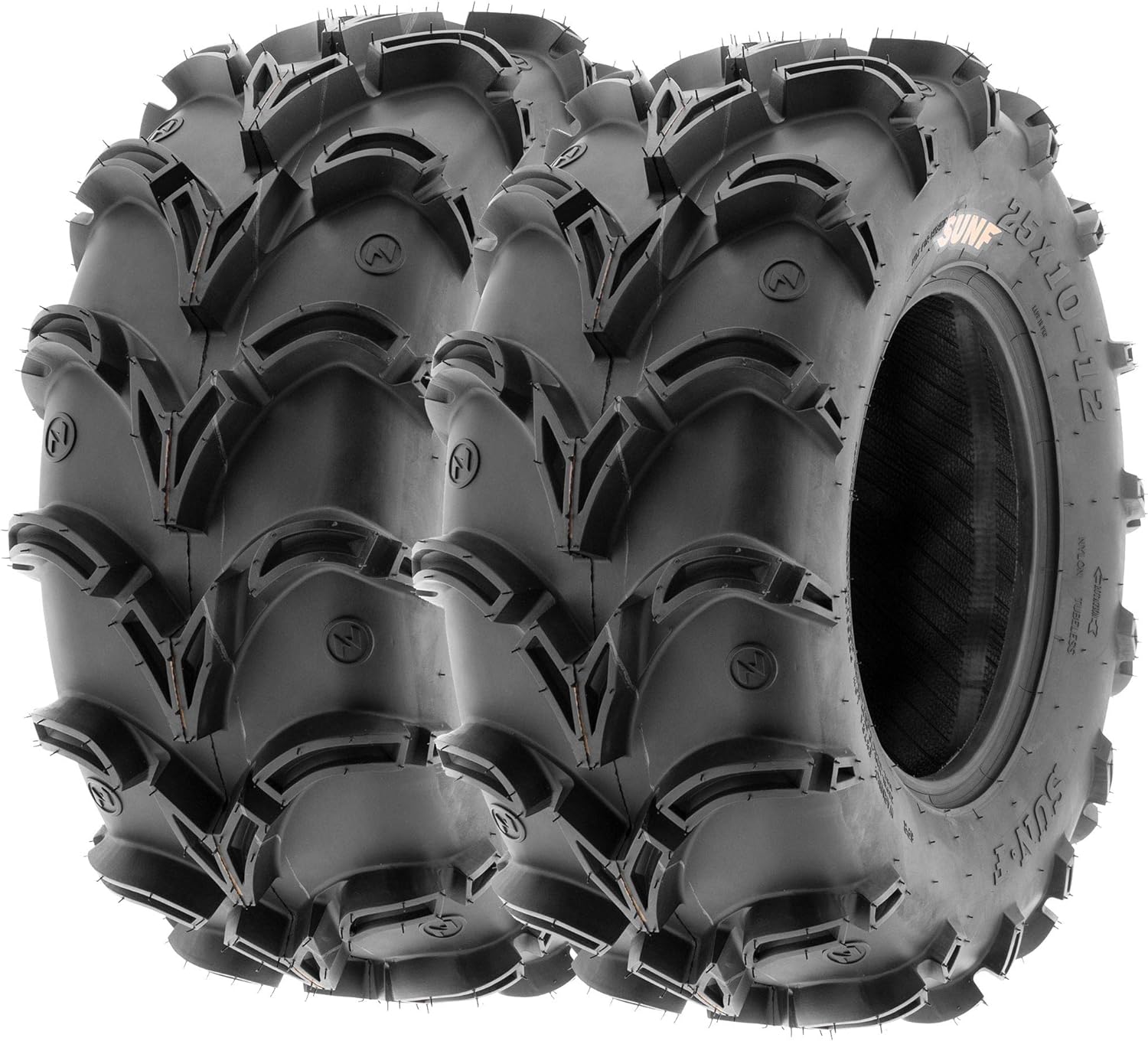 Pair of 2 SunF A050 AT 27x12-12 ATV UTV Deep Mud Terrain Tires, 6 PR, Tubeless