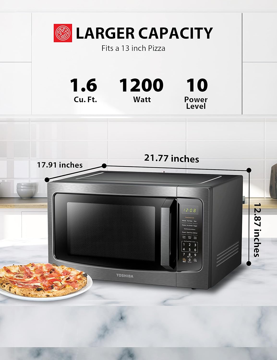 TOSHIBA Air Fryer Combo 8-in-1 Countertop Microwave Oven, Convection, Broil, Odor removal & ML-EM45P(BS) Countertop Microwave Oven with Smart Sensor and Position Memory Turntable