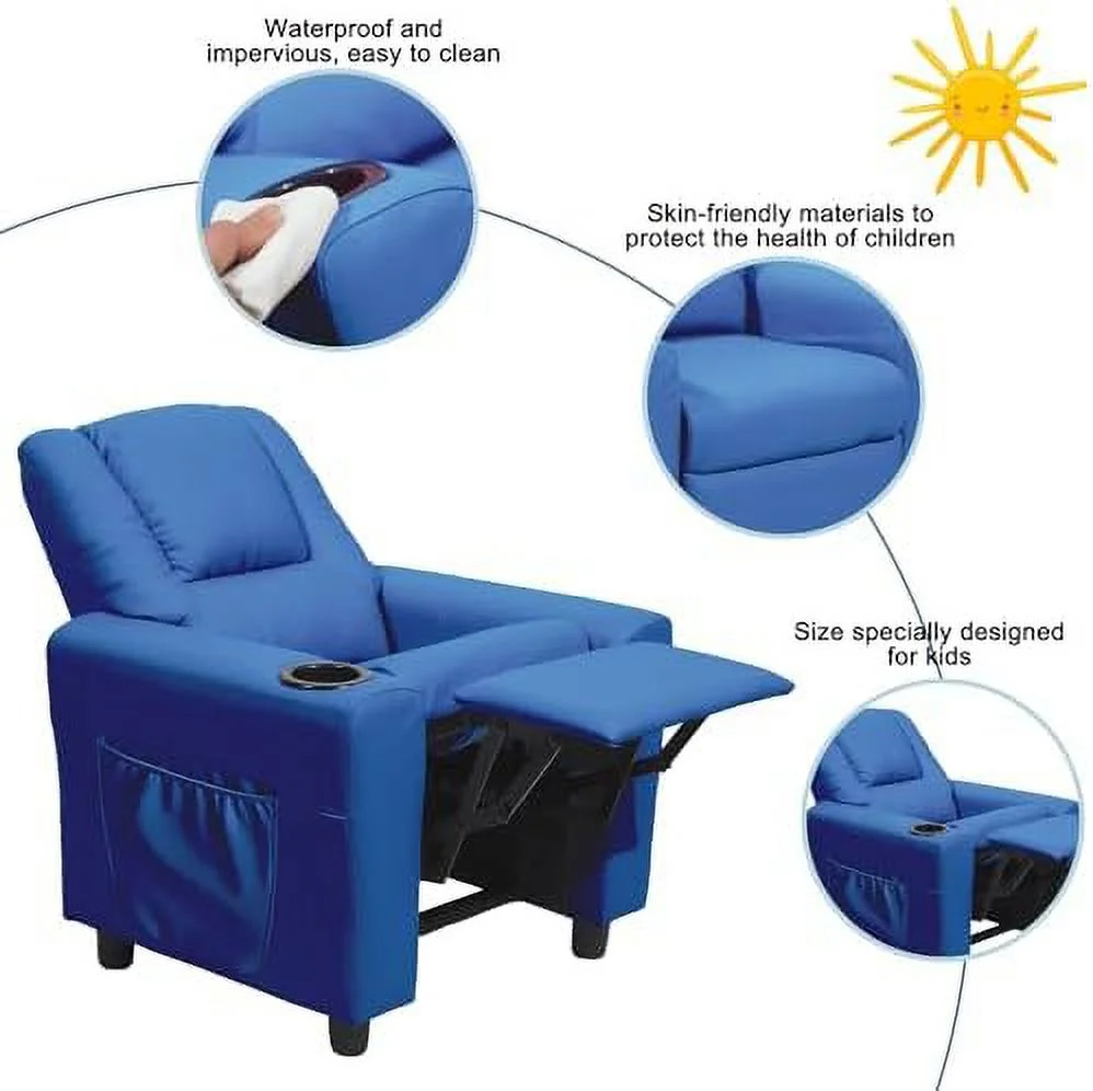 CHNJHUM Recliner Chair  Toddler Recliners for  Age 0-5 with Cup Holder  Side Pockets and Non-Slip Footstool  Small Recliner for Girls Boys Baby Bedrooms  Children's Rooms - Curated Treasures Market