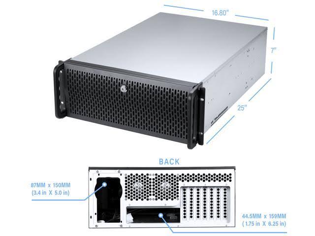 Rosewill RSV-L4500U 3.5 in. 4U Rackmount Server Chassis Carries Up to 15 HDD u0026 Includes 6 Front 120 mm Fans 2 Rear 80 mm Fan