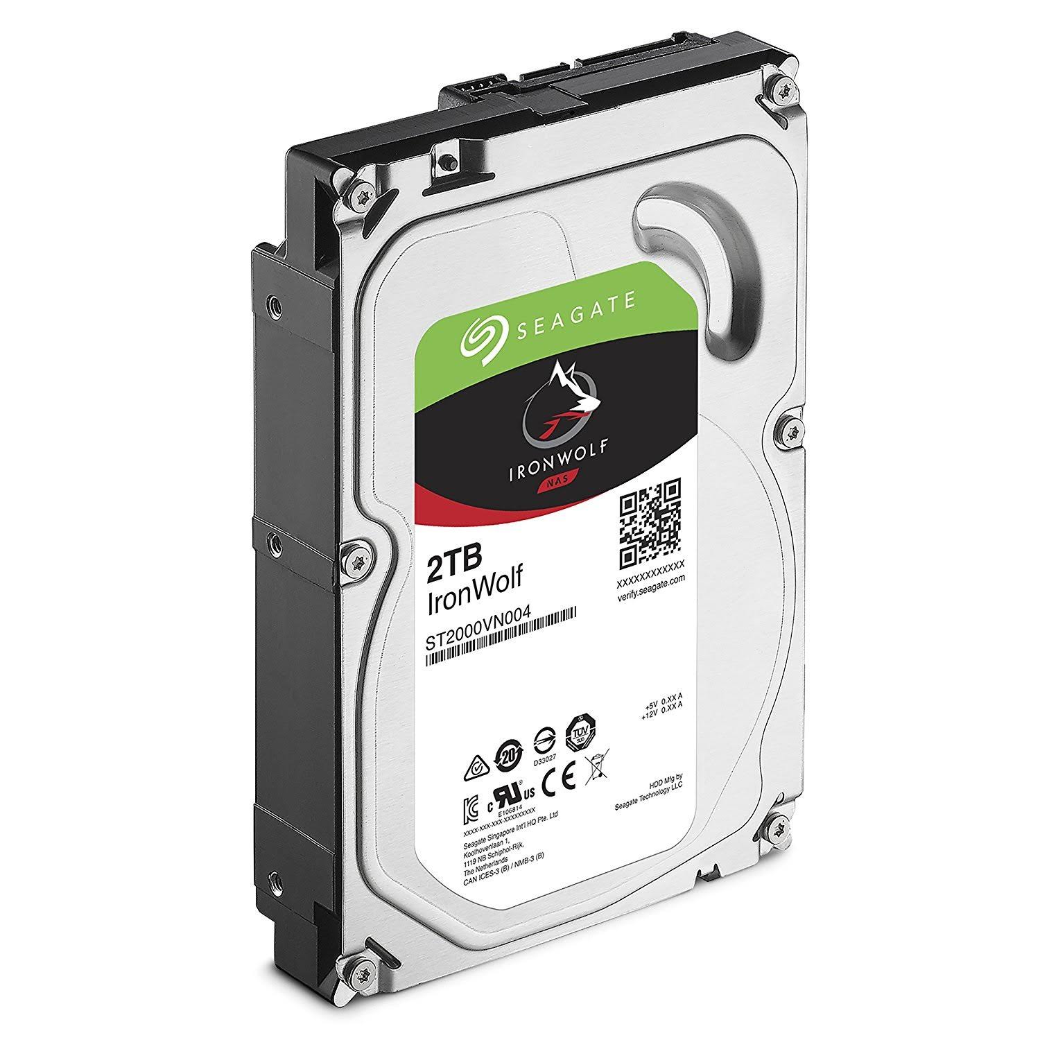 Seagate 2TB IronWolf NAS SATA 6Gb/s NCQ 64MB Cache 3.5-inch Internal Hard Drive (ST2000VN004)