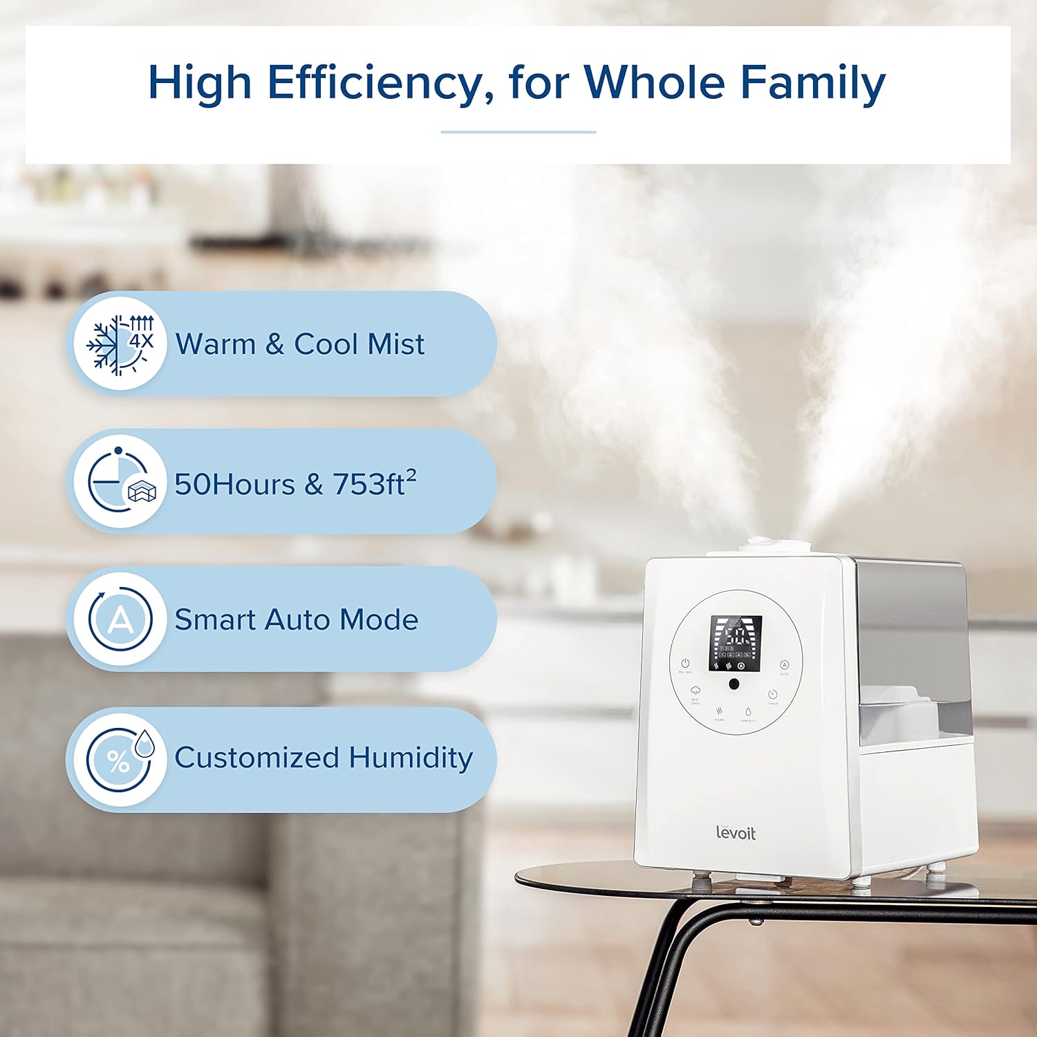 LEVOIT Air Purifier and Humidifier Bundle for Large Rooms - Vital 200S-P and Hybrid Ultrasonic Models