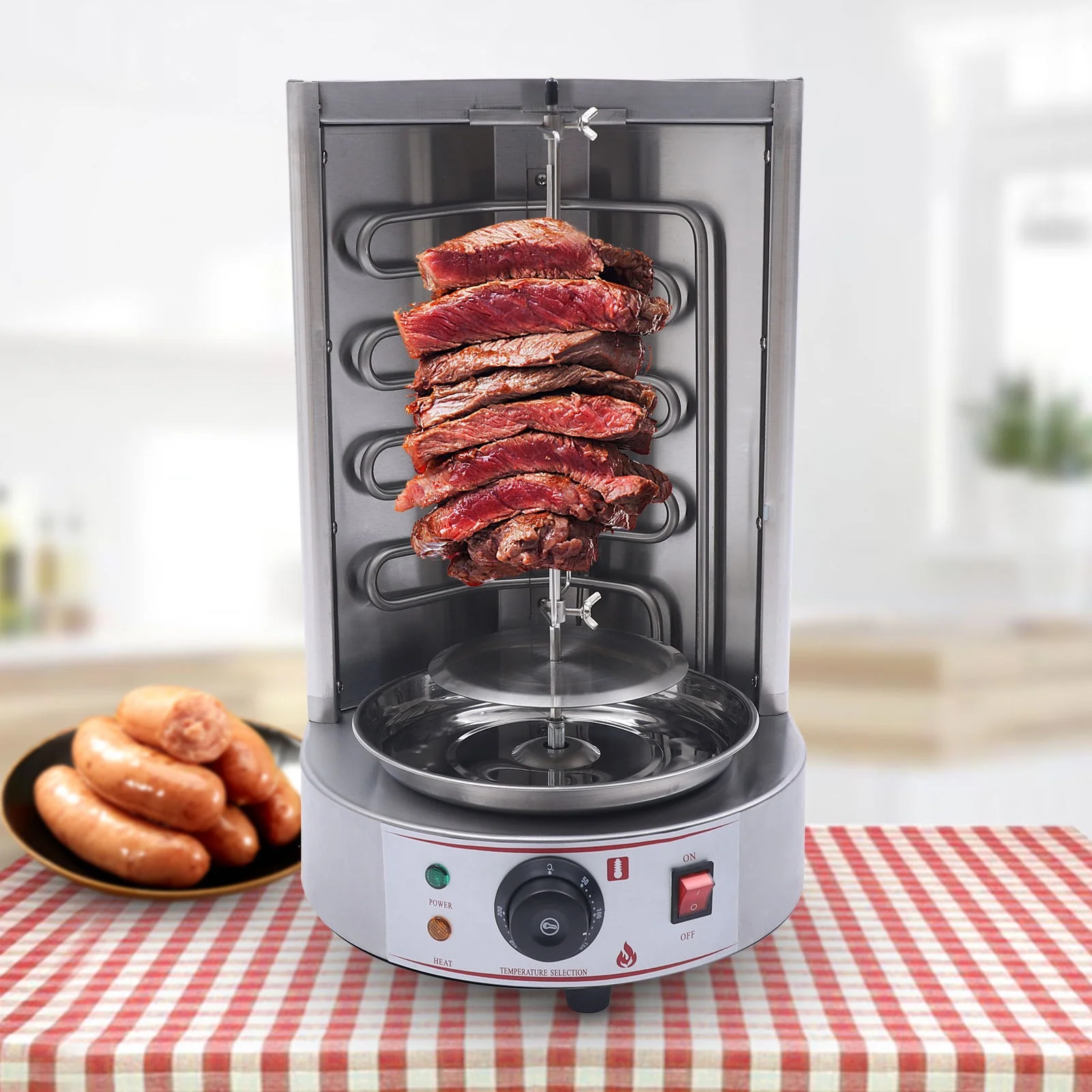 Oukaning 3000W Vertical Broiler Shawarma Machine Kebab Gyro Grill Machine 2 heating pipes
