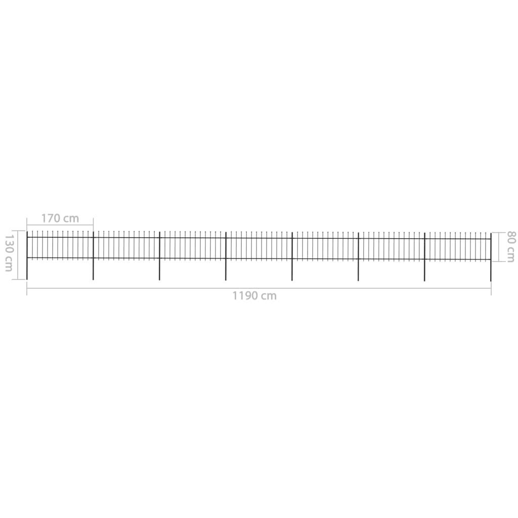 vidaXL Garden Fence with Spear Top Steel 468.5x22x31.5x22 Black