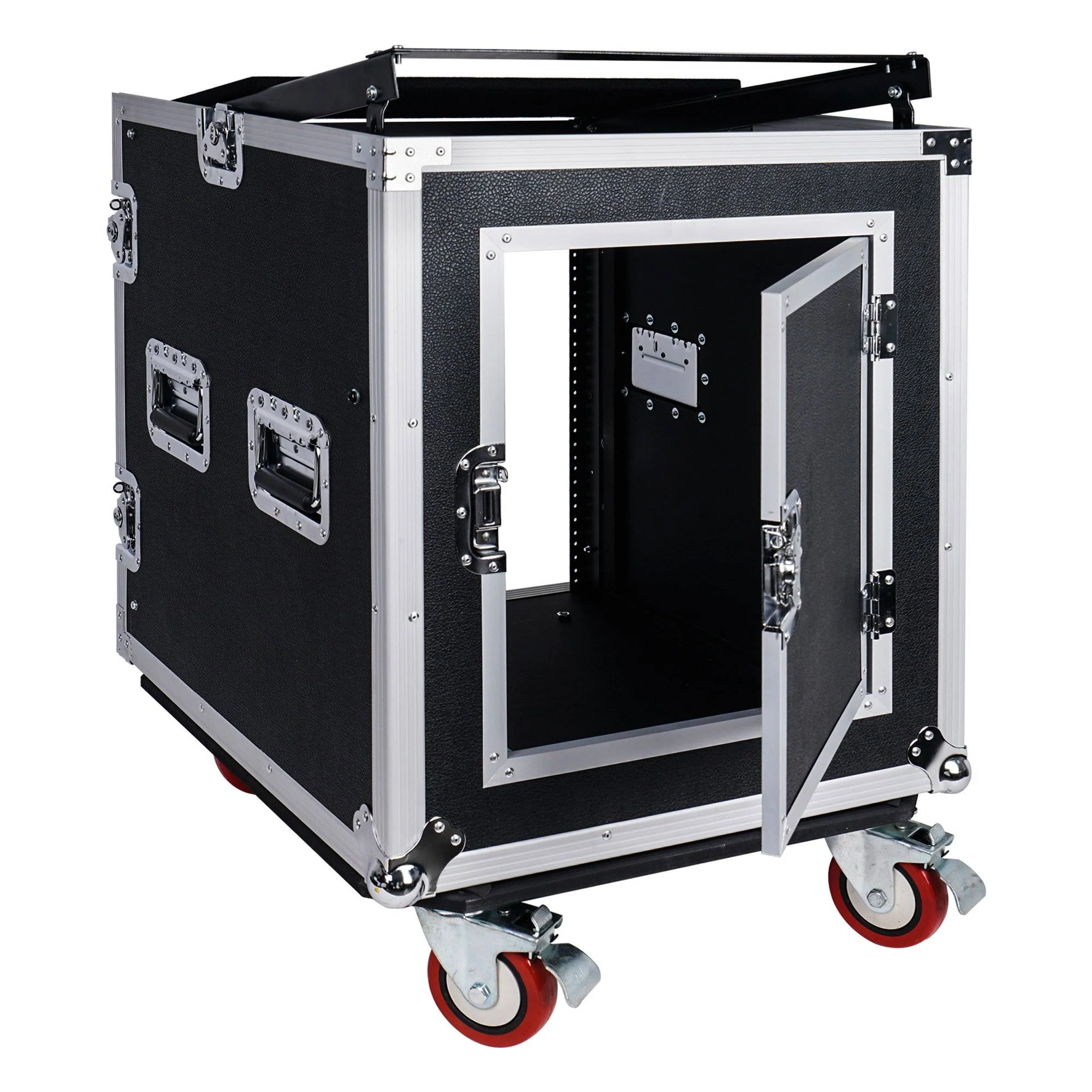 Sound Town 12-Space Pa/dj Rack/Road ATA Server Case with Slant Mixer Top and 25.6 Inches Lid to Lid Depth (STMR-S12UW)