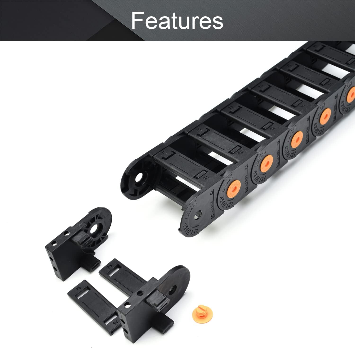 Fielect Drag Chain Cable Carrier Open Type with End Connectors R100 35X100mm 1 Meter Plastic for Electrical CNC Router Machines Black 1Pcs