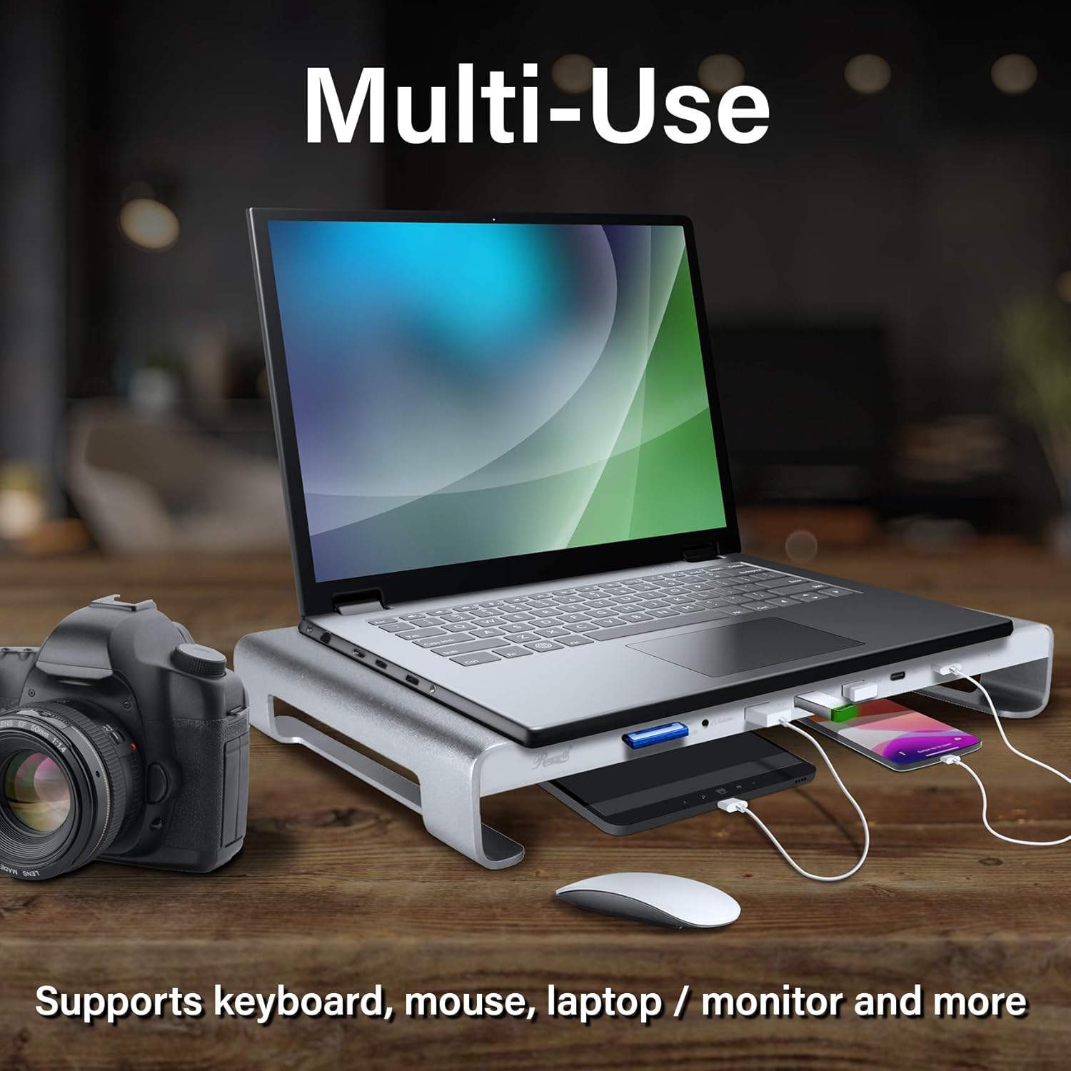 Rosewill USB-C 11-Port Docking Station Monitor Stand USB C Hub with 100W up to Power Delivery | Fast Charging | Laptop Charger | Fast Data Transfer Speeds 5Gbps | 4K Video Output (RHUB-20006)