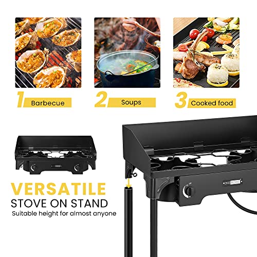 VIVOHOME Outdoor Burner Stove with Detachable Legs Stand for Camping Cookout