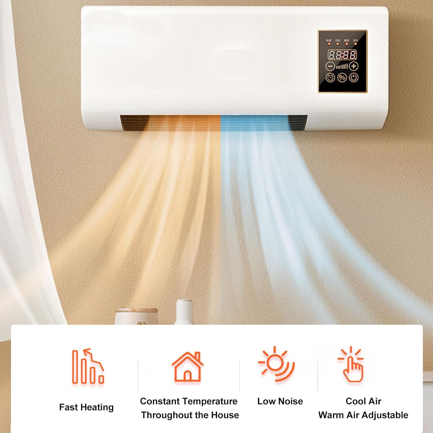 Portable Air Conditioners, Mini Air Conditioners Fan, Heater Portable Wall Mounted Air Conditioning Hot Fan for Small Room Bedroom Office Home