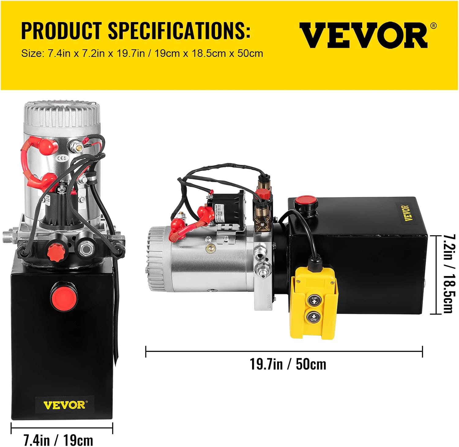 Mophorn Hydraulic Power Unit 8 Quart Hydraulic Pump Double Acting Hydraulic Power 12V DC with Metal Oil Reservoir Hydraulic Pump Power Unit for Dump Trailer Car Lifting