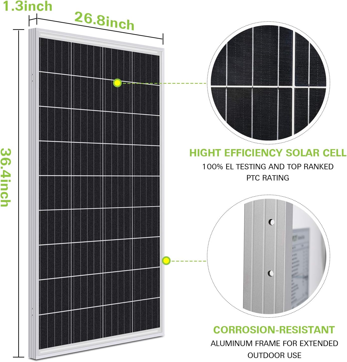 WEIZE 200 Watt 12 Volt Monocrystalline Solar Panel, 2 Pack of 12V 100W High-Efficiency Monocrystalline PV Module for Home, Camping, Boat, Caravan, RV, and Other Off-Grid Applications