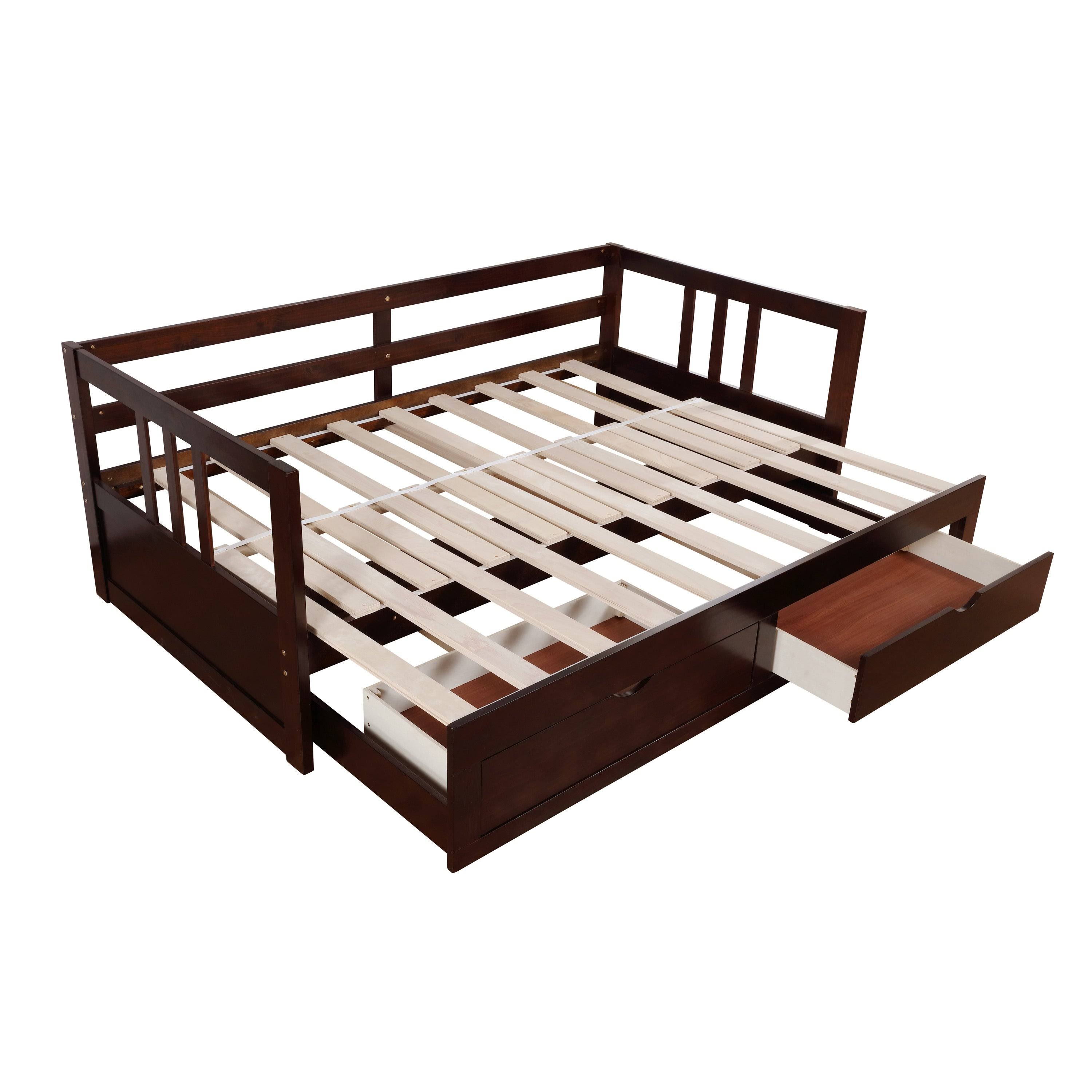 Furniture of America Abrielle Twin/King Expandable Storage Daybed - Brown