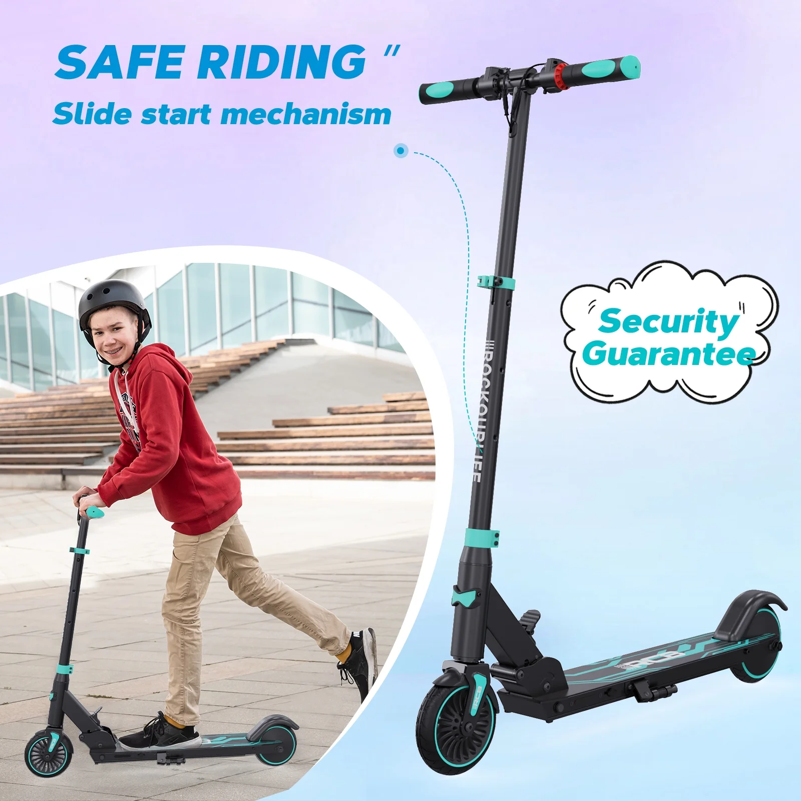 RCB Electric Scooter for Kids Ages 8+, Lightweight and Foldable, Max 10 Miles & 12.5Mph, Double Brake, Adjustable Height Anti-Slip Handlebars,Blue - Curated Treasures Market