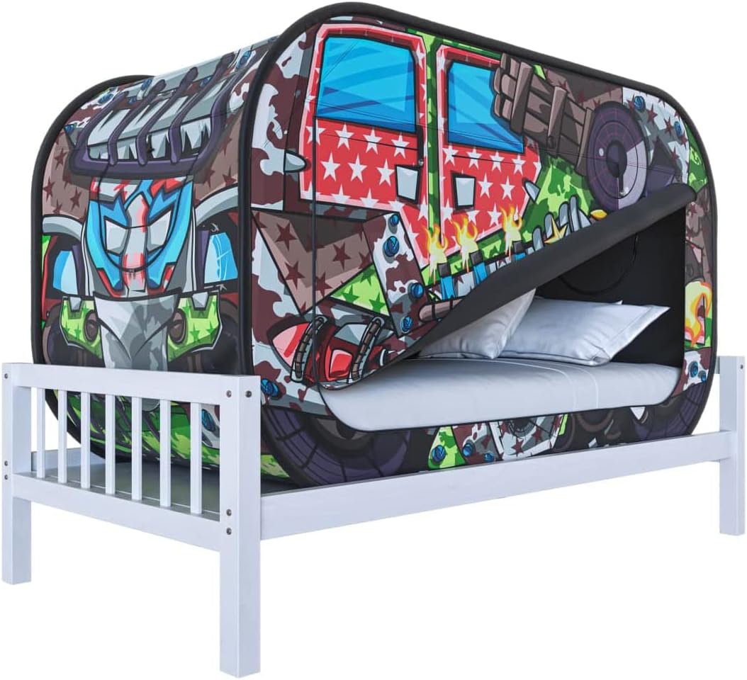 Skywin Bed Tent Twin - Pop Up Privacy Tent for Twin Bed, Collapsible, Breathable, Light Reducing Pongee Bed Canopy for Warm and Cozy Night (Tank, Twin)