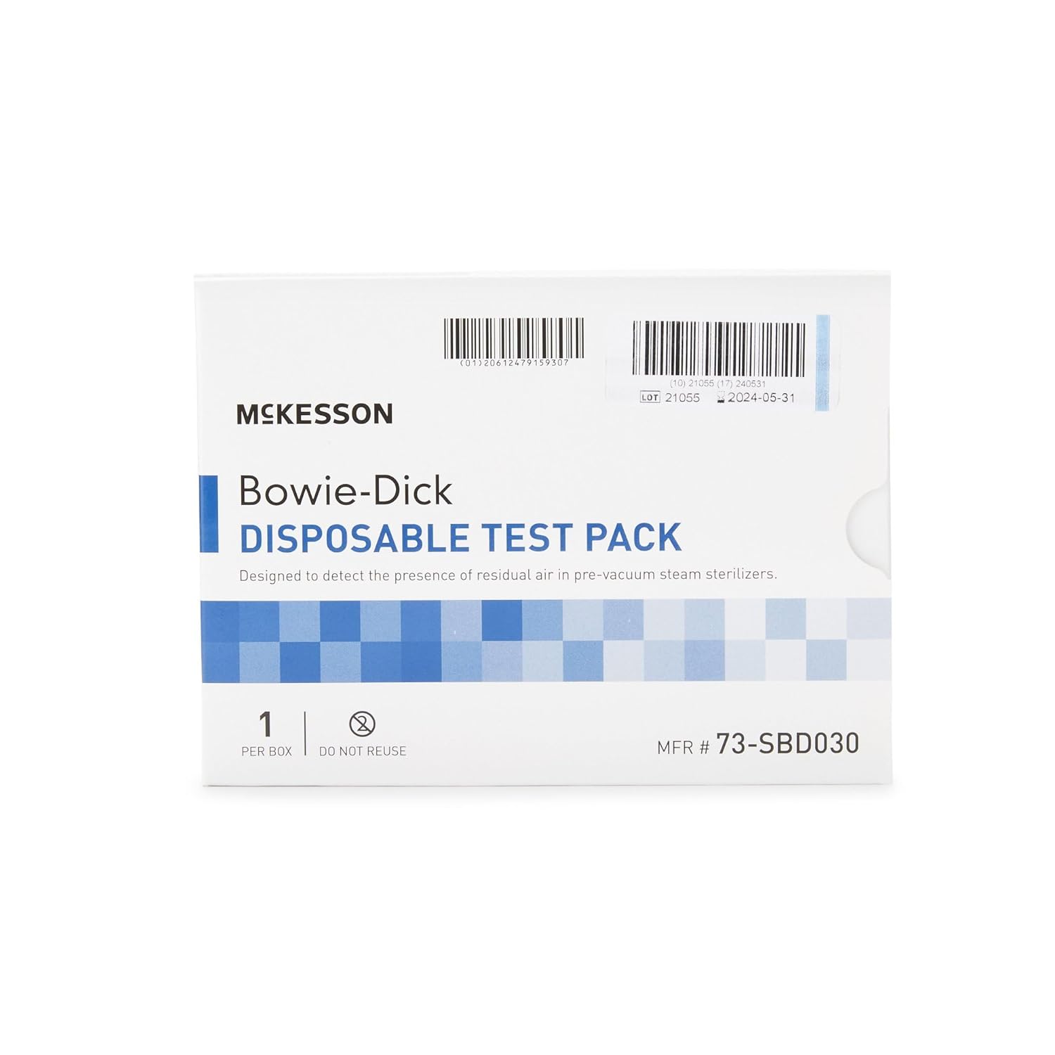 McKesson Bowie-Dick Disposable Test Pack - for Pre-Vacuum Steam Sterilizers, Inlcudes Chemical Indicator Sheet - Class 2 Sterilization Level, 30 Count