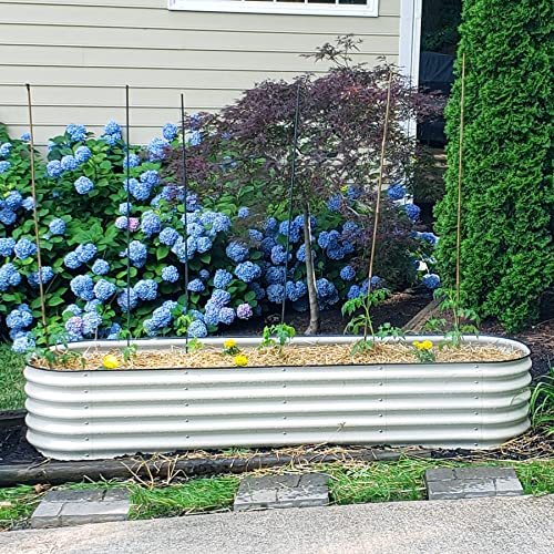 Vego garden Raised Garden Bed Kits, 17" Tall 9 in 1 8ft X 2ft Metal Raised Planter Bed for Vegetables Flowers Ground Planter Box-Modern Gray