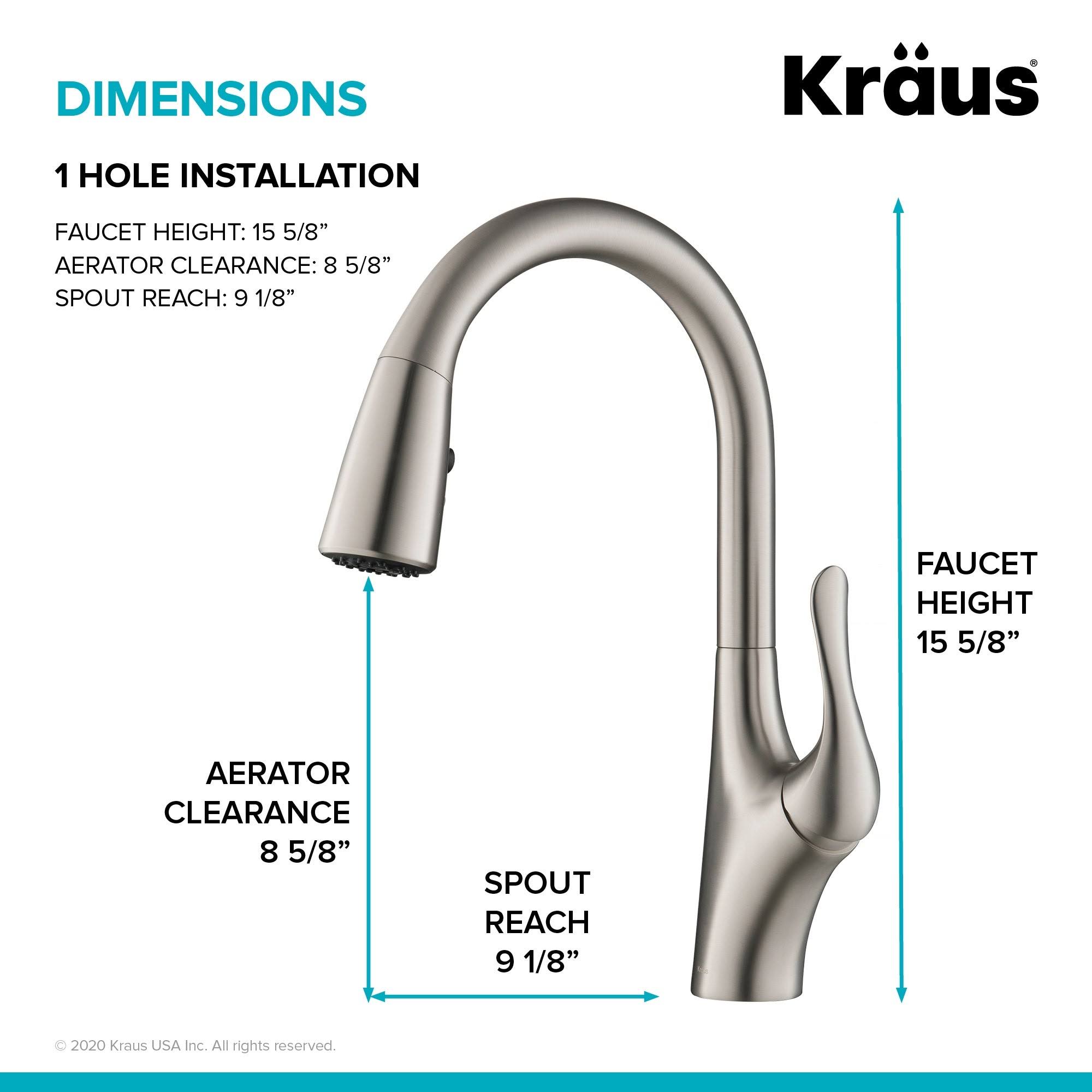 Kraus KPF-1674SFS Merlin Single Handle Pull-Down Kitchen Faucet Spot Free - Stainless Steel