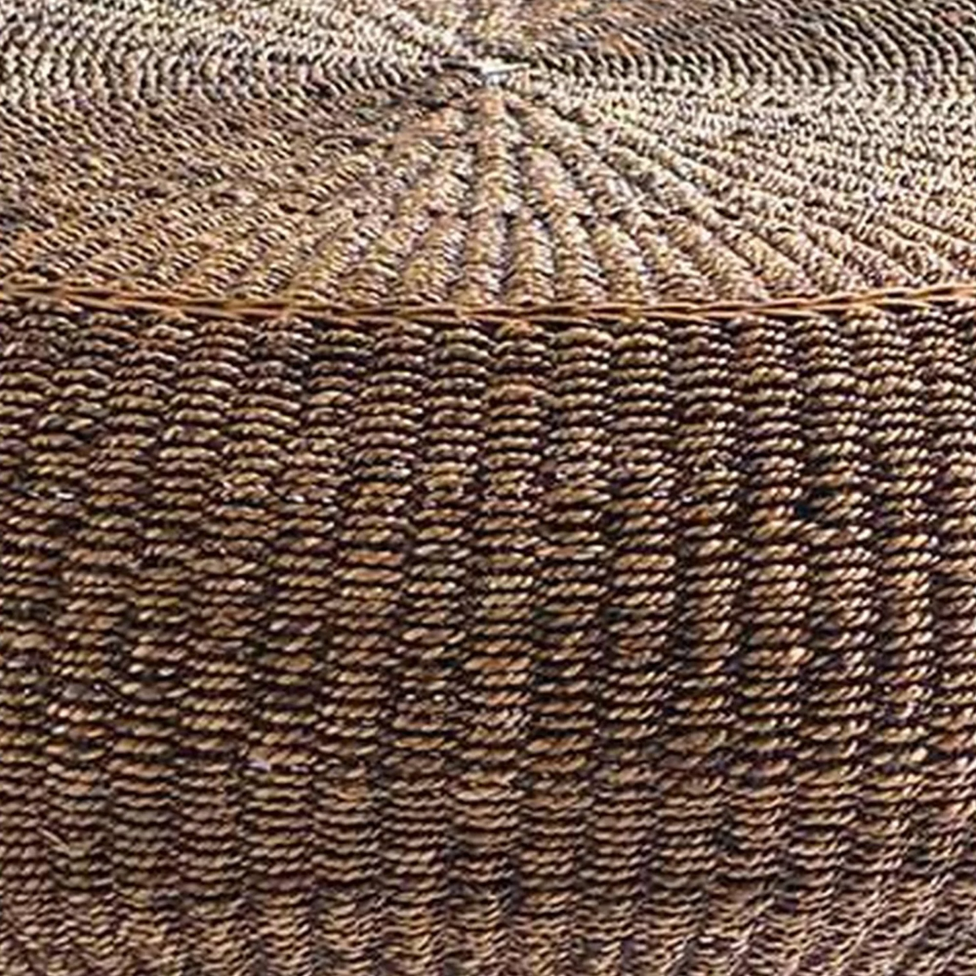 Benjara  43 in. Modern Round Table with Wicker Woven Hardwood Frame, Espresso Brown