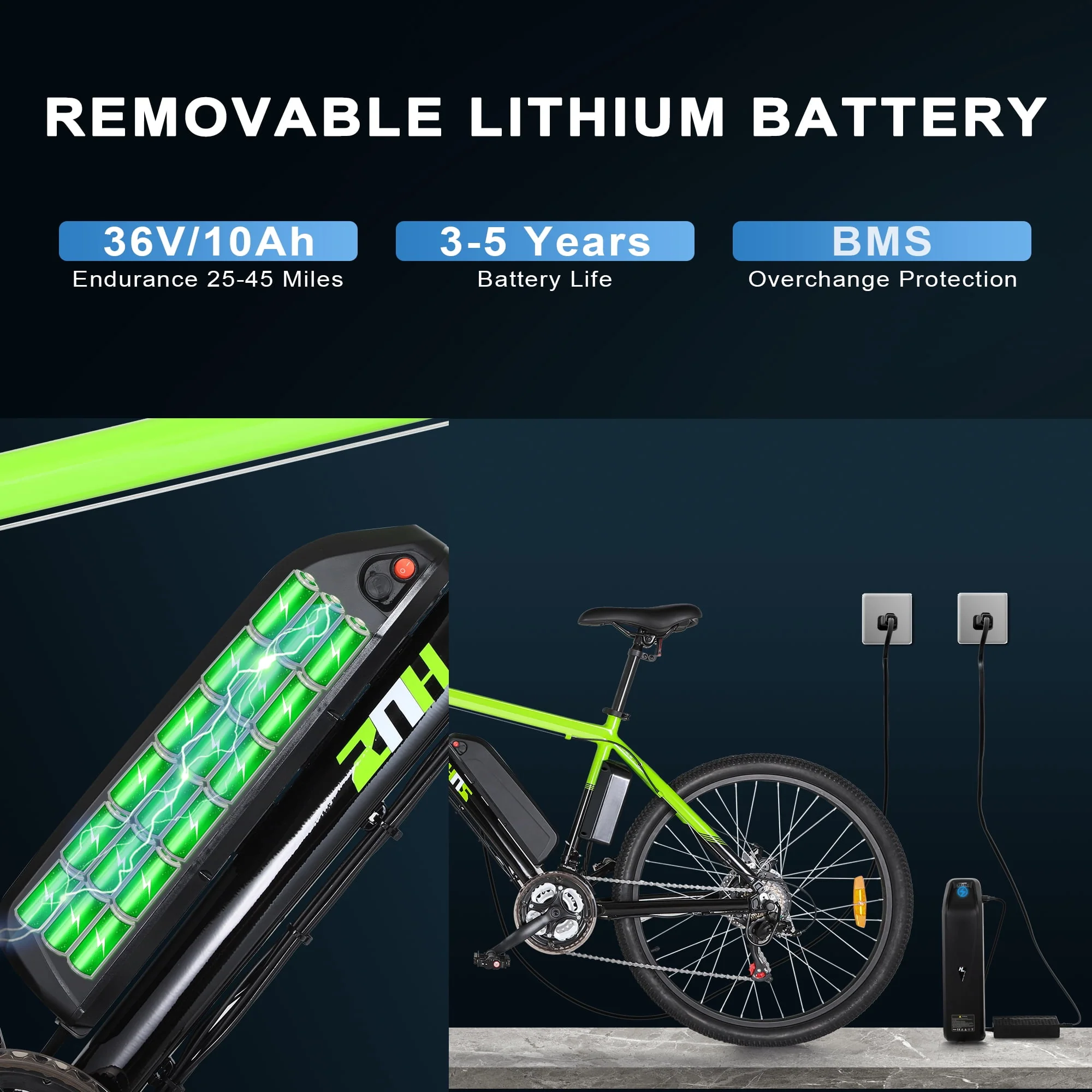 ZNH Electric Bike 26 Electric Mountain Bicycles 350W Motor E bike 21 Speed 36V 10Ah Electric Commuter Bike 20MPH Black Electric Bicycle Ebike