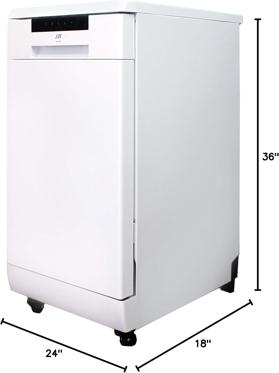 SPT SD-9263WA 18″ Wide Portable Dishwasher with ENERGY STAR, 6 Wash Programs, 8 Place Settings and Stainless Steel Tub – White