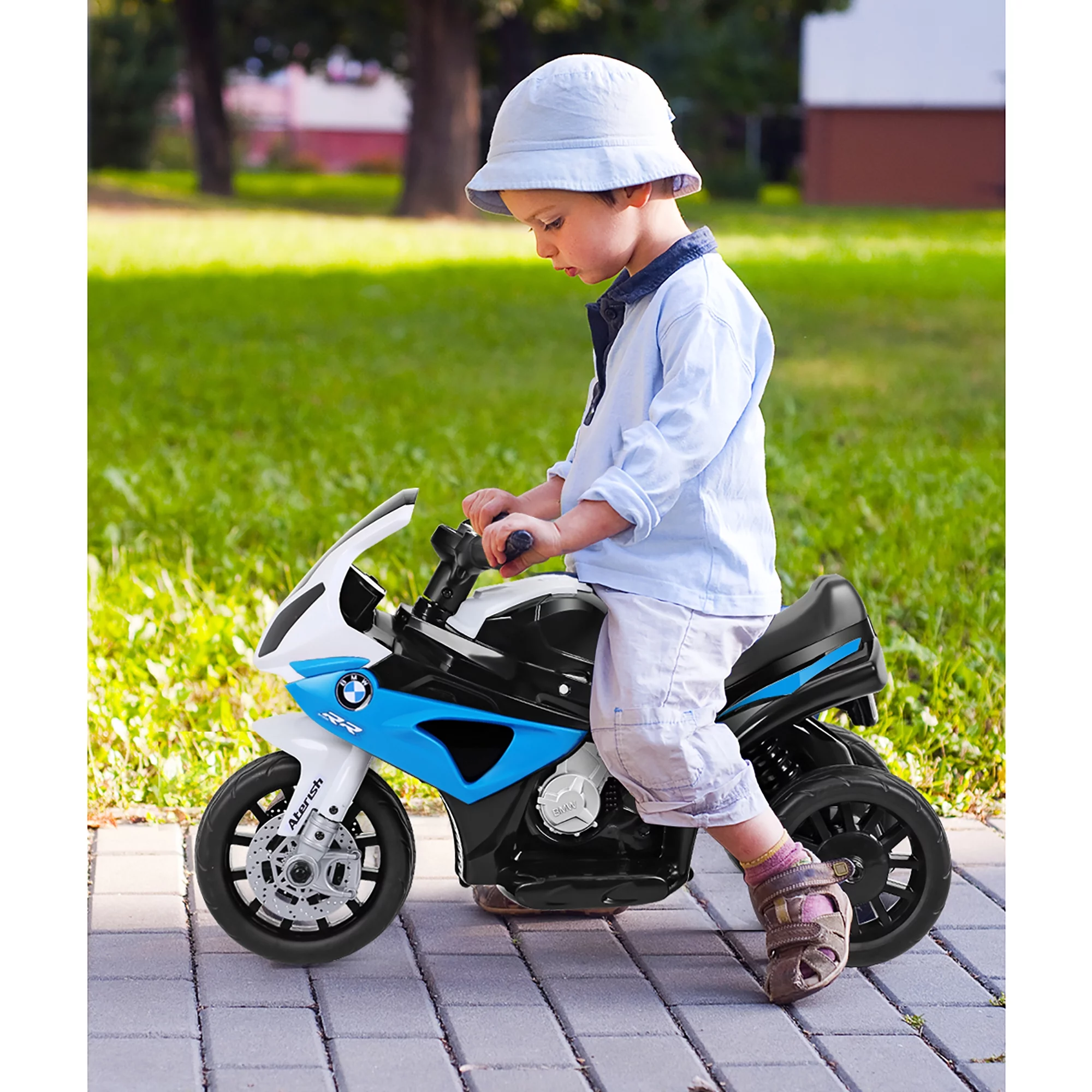 Costway Kids Ride On Motorcycle BMW Licensed 6V Electric 3 Wheels Bicycle with Music & Light (Suitable for 18-36 Months Age)