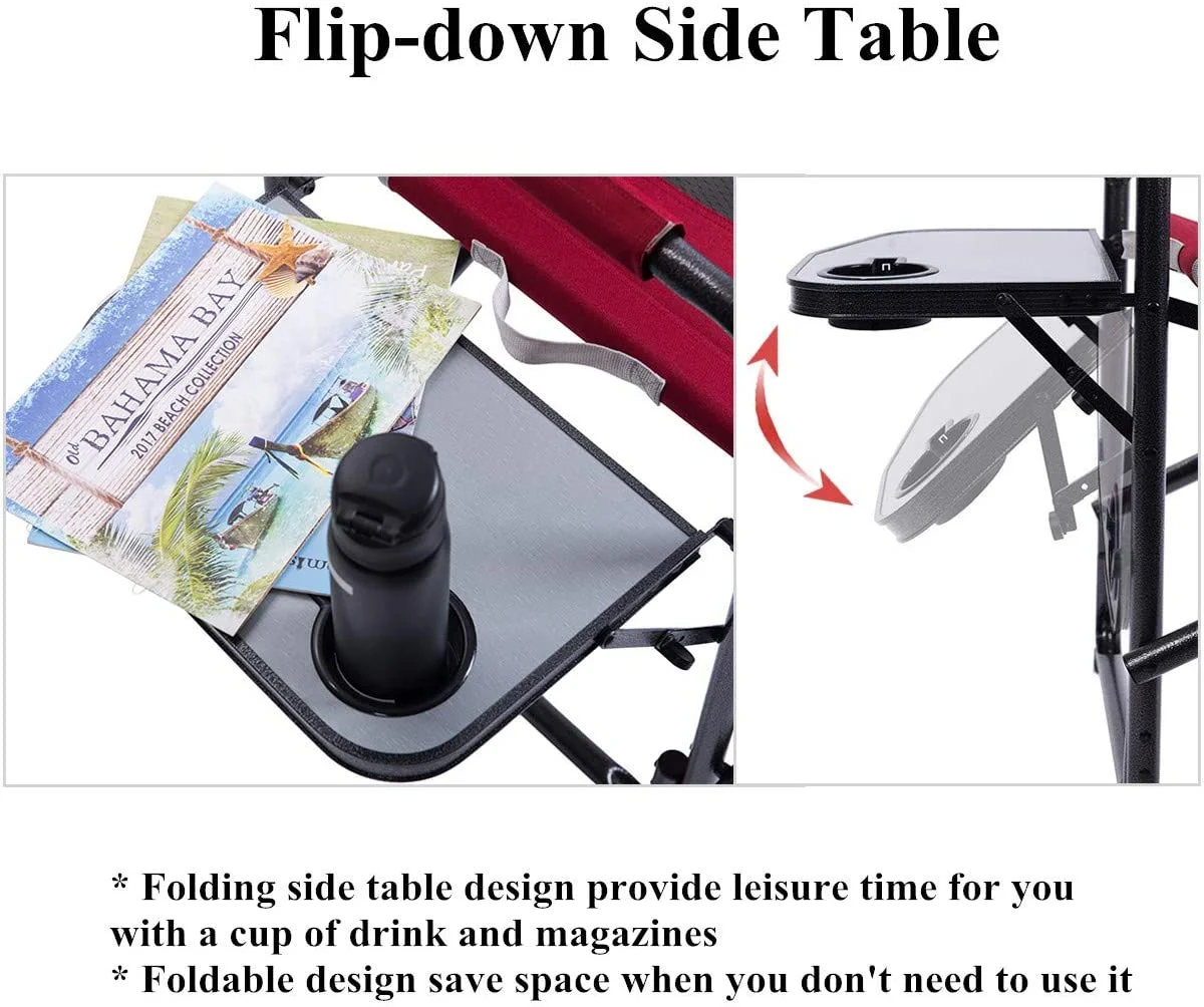 Timber Ridge Director's Chair Folding Aluminum Camping Portable Lightweight Chair Supports 300lbs with Side Table, Outdoor