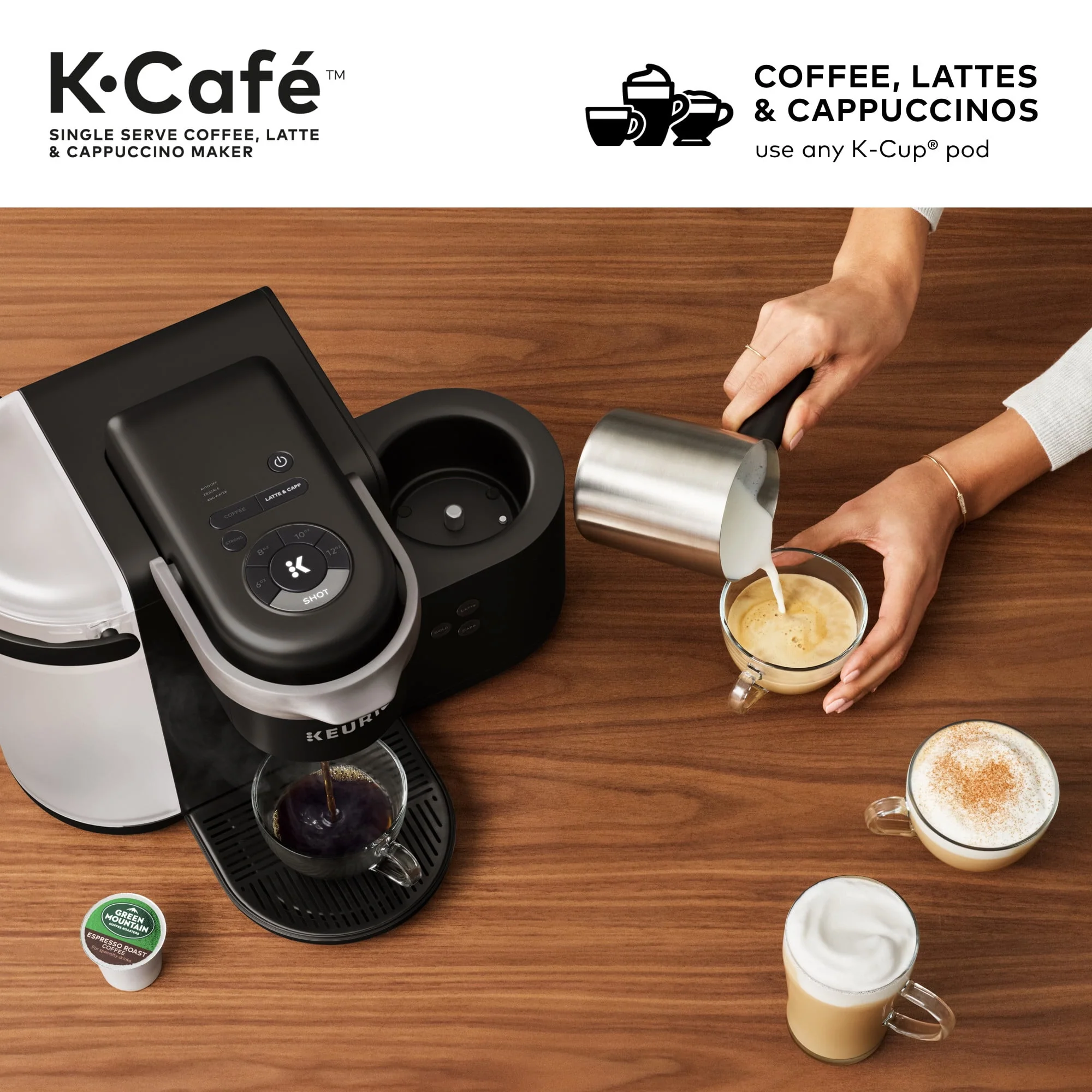 Keurig K-Cafe Single Serve K-Cup Coffee Maker, Latte Maker and Cappuccino Maker, Dark Charcoal