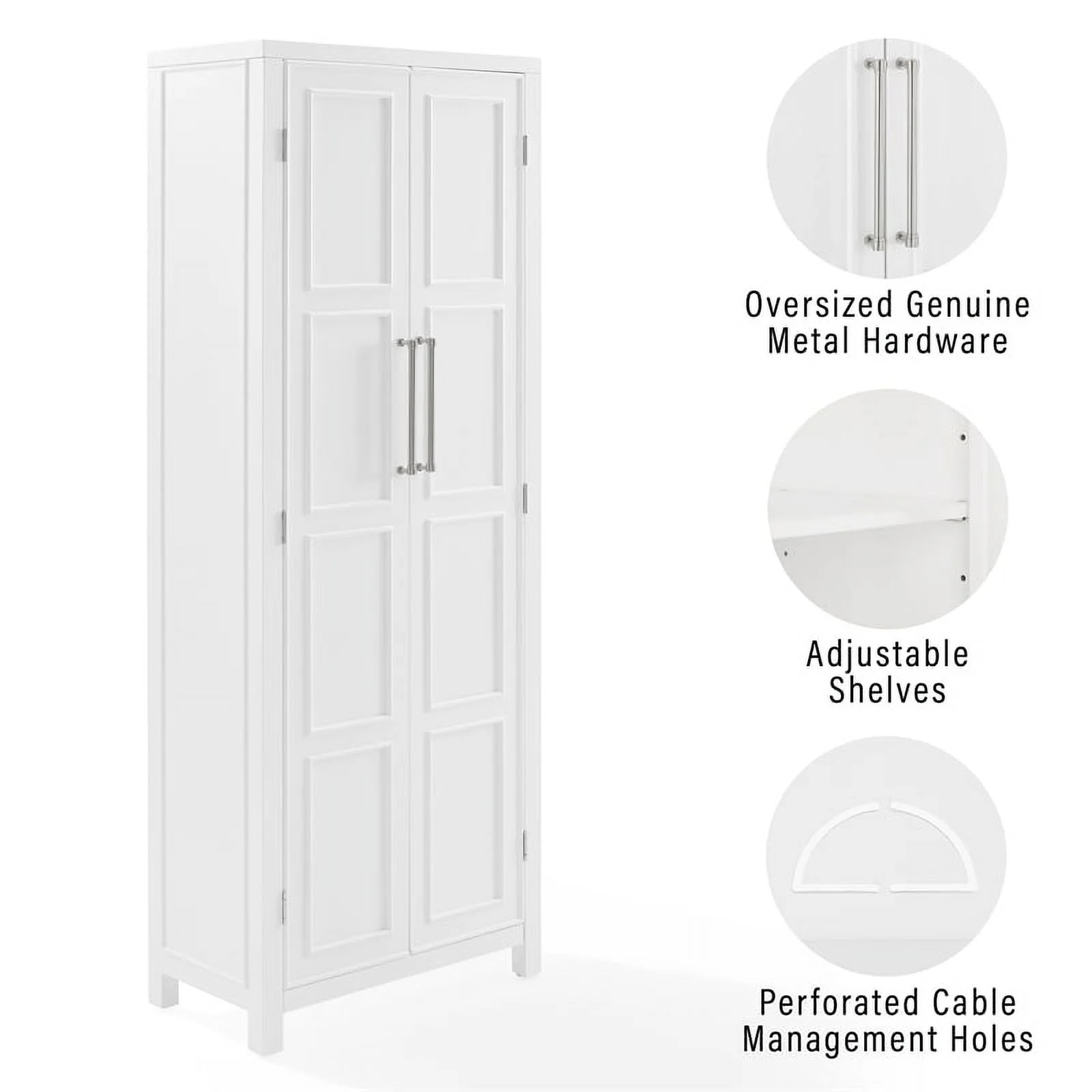 Crosley Furniture Cutler Modern Wood Storage Pantry in White