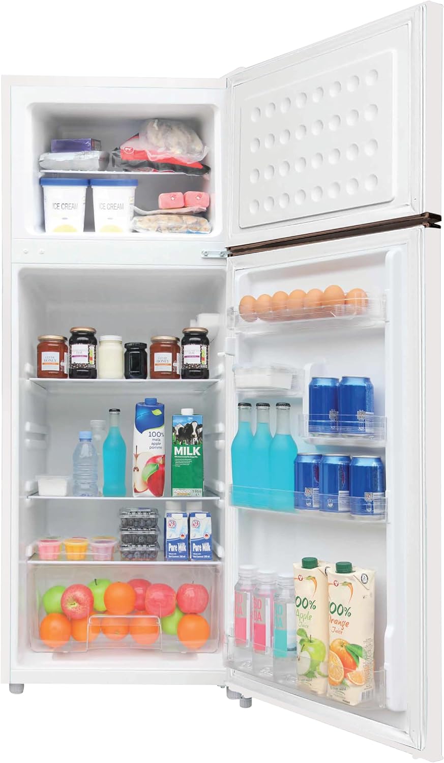 Frigidaire EFR753-RGWHITE Retro Apartment Size Refrigerator with Top Freezer-2 Fridge with 7.5 Cu Ft of Storage Capacity, Adjustable Spill-Proof Shelves, Door & Crisper Bins, White, Rose Gold Accents
