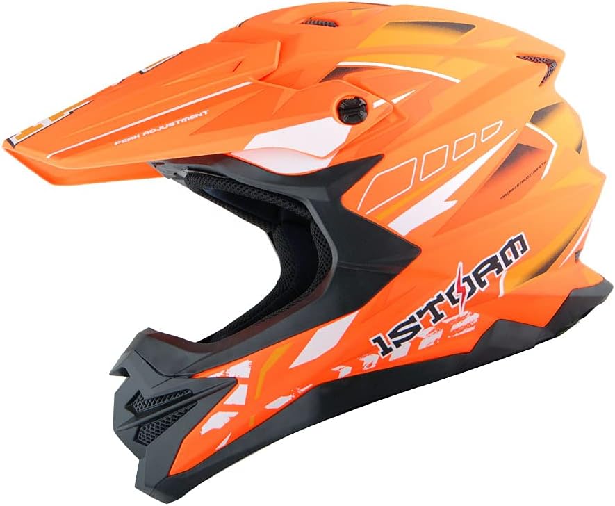 1Storm Motocross Adult Helmet Downhill Mountain Bike Helmet BMX MX ATV Dirt Bike Storm Style HF803 Pack of 2
