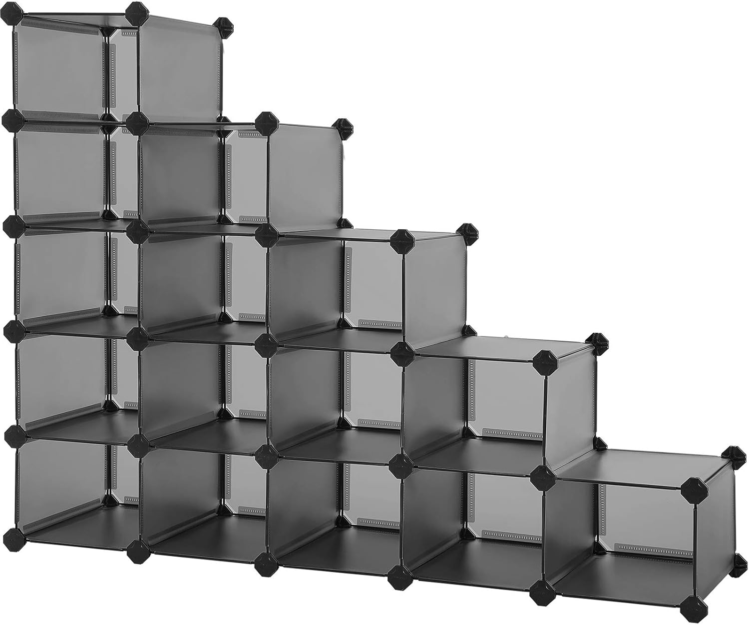 SONGMICS Shoe Rack, Space-Saving 15-Slot Plastic Shoe Storage Organizer Unit, Shoe Cabinet, Ideal for Entryway Hallway Closet Garage, 44.5 x 14.2 x 34.6 Inches, White ULPC44S