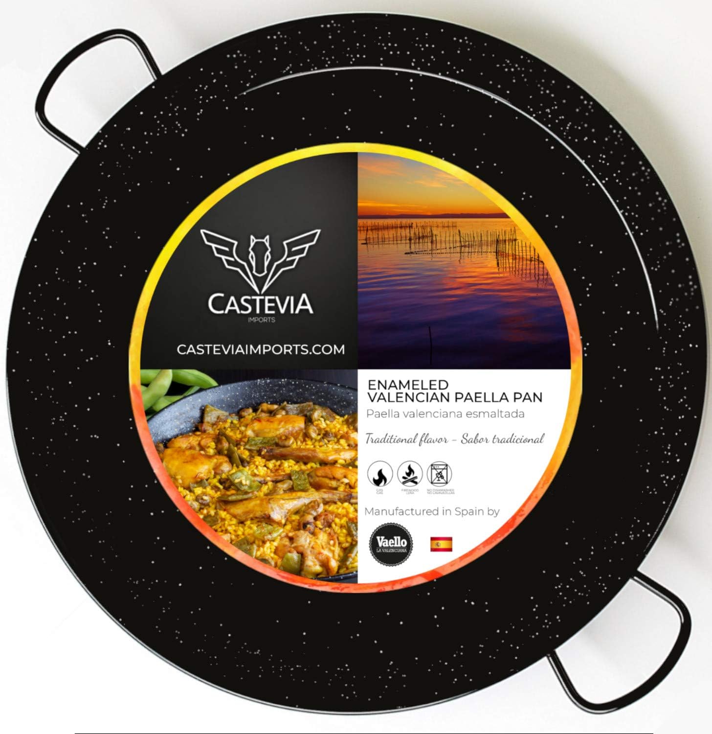 Paella Pan Enamelled Carbon Steel 22 Inches/55cm/up to 16 Servings