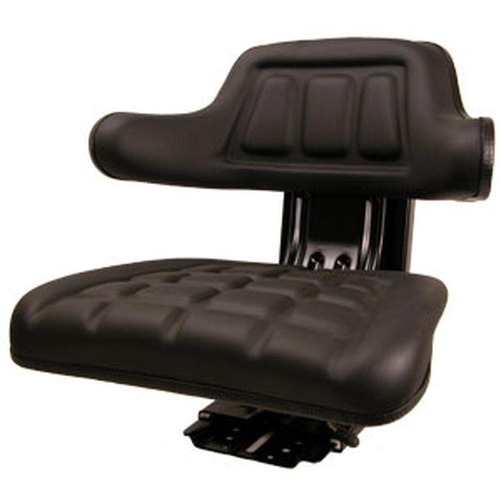 Black Universal Tractor Seat with Full Suspension and Adjustable Angle Base