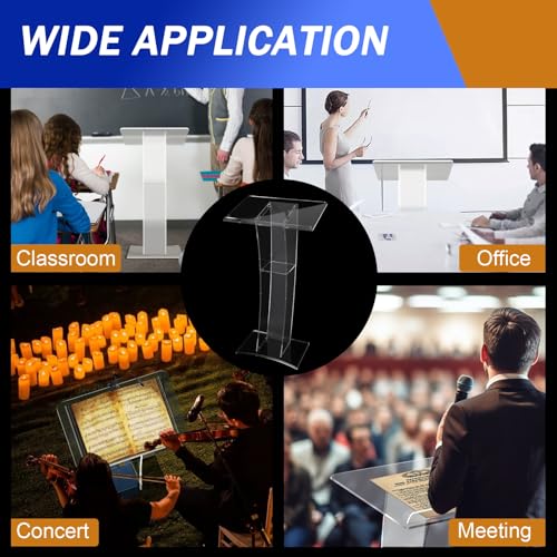 Acrylic Podium Acrylic Transparent Lifting Podium Clear Podium Acrylic Podium Stand Pulpits for Churches Portable Lecterns & Podiums Pulpits for Church, Weddings, School, Office