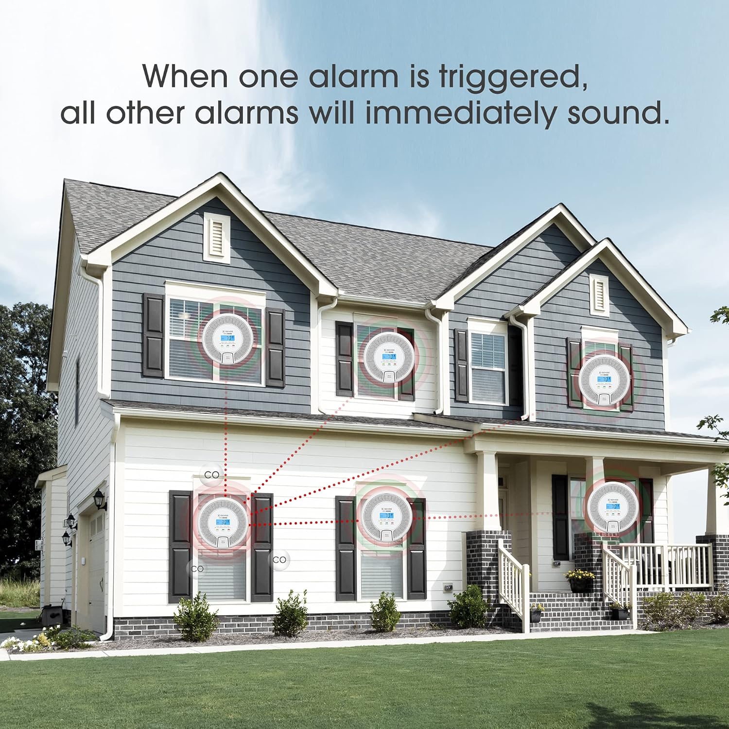 X-Sense Wireless Interconnected Carbon Monoxide Detector, Replaceable Battery-Powered CO Alarm with Digital Display, Auto-Check, CO03D-W, Pack of 2